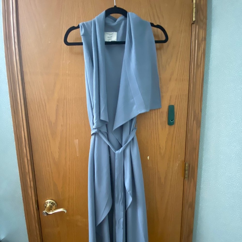 Blue sleeveless duster